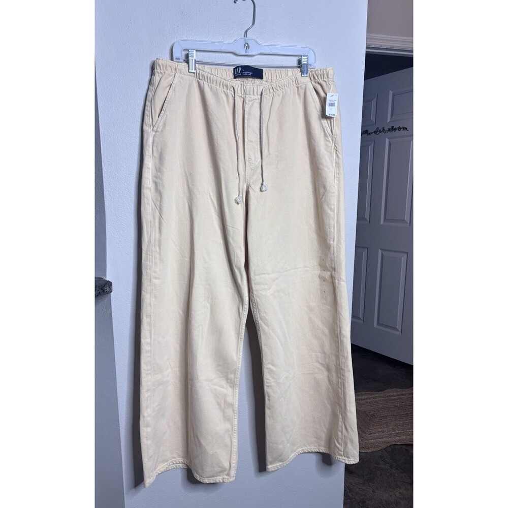 NWT GAP Superlight Wide-Leg Drawstring Pants Butter Yellow Size Large